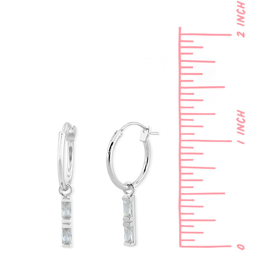 Clare Hoop Earrings with Baguette CZ Stone (LF 567CZ)