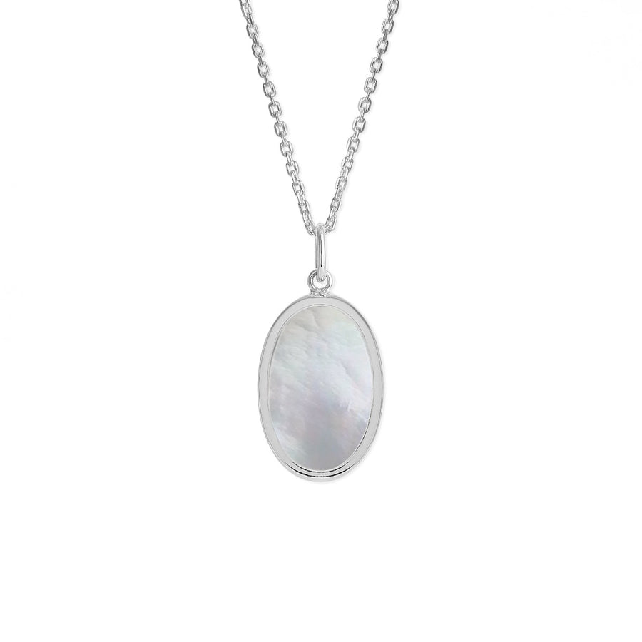 Alina Oval Bezel Pendant Necklace with Stone (N 4497)