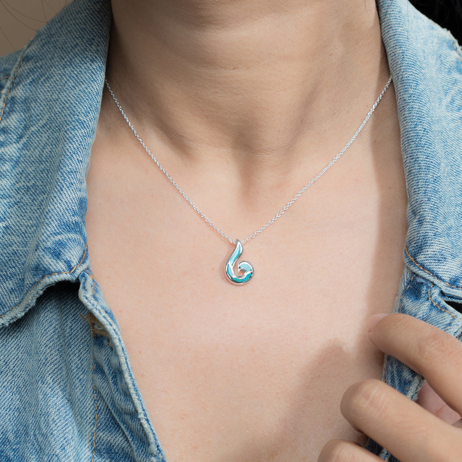Tidal Spiral Necklace with Turquoise (N 4509TQ)