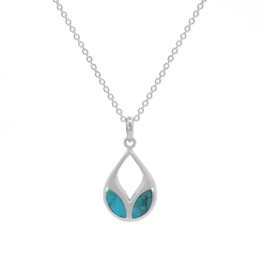 Leaf Petal Necklace with Turquoise (N 4531TQ)
