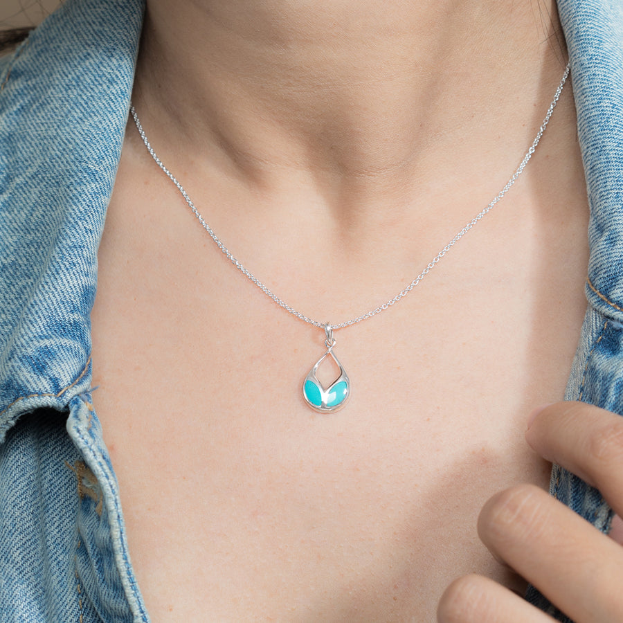 Leaf Petal Necklace with Turquoise (N 4531TQ)