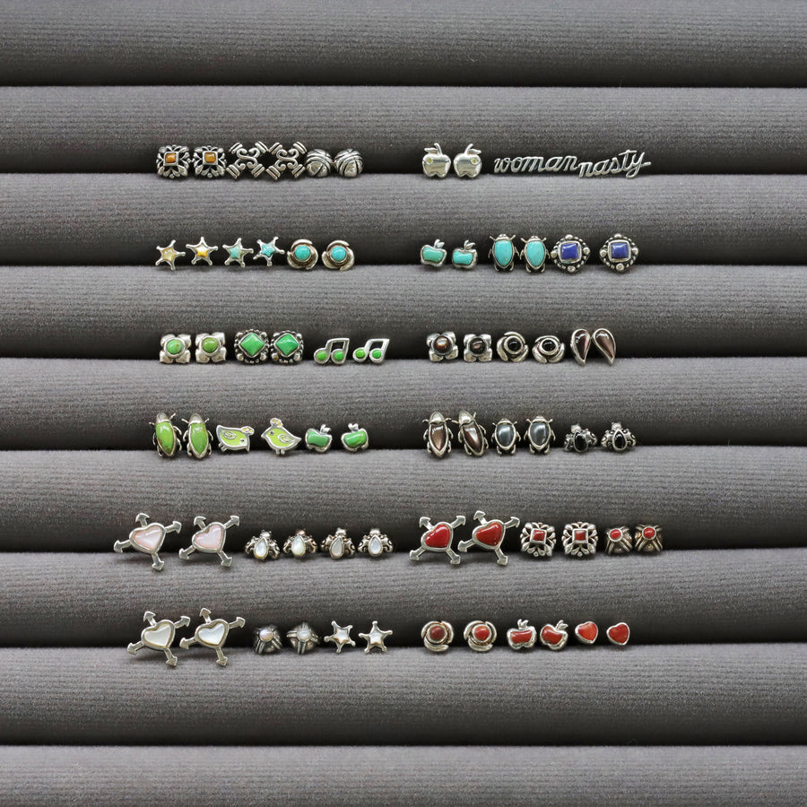 Flower Stud Earrings with Stone  (EA 1448)