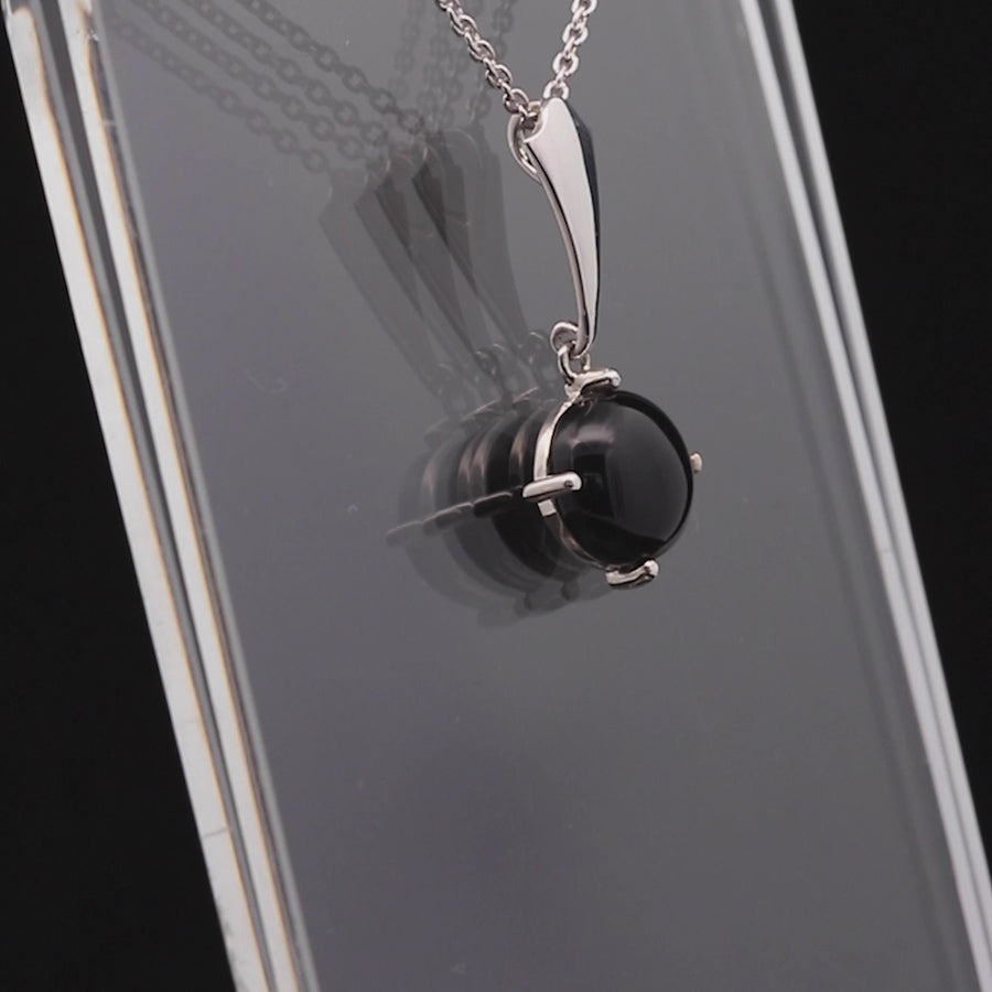 Bold Circle Pendant Necklace with Genuine Onyx (N 4355OX)