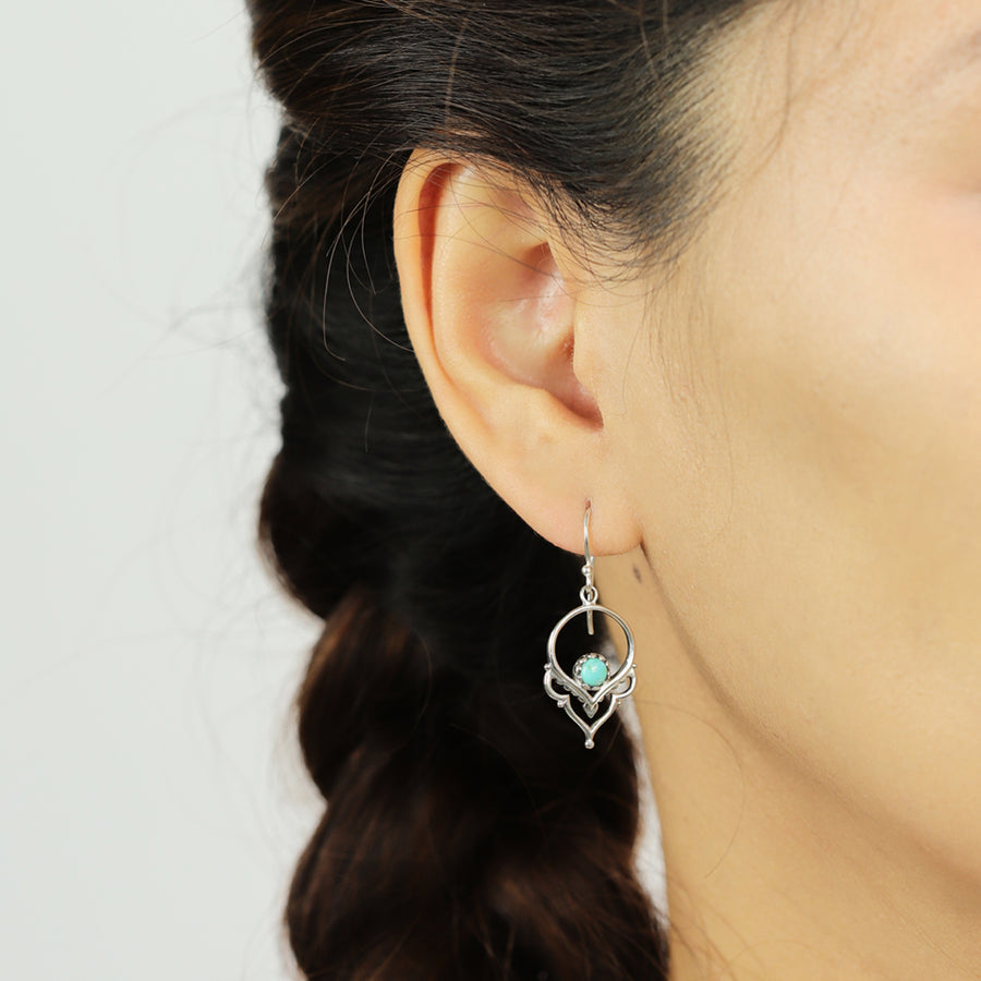 Floral Gemstone Dangle Earrings (CDB 4446TQ)