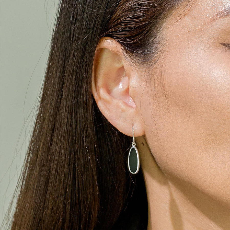 Boma Jewelry Earrings Onyx Synthetic Alina Teardrop Bezel Earrings with Stone