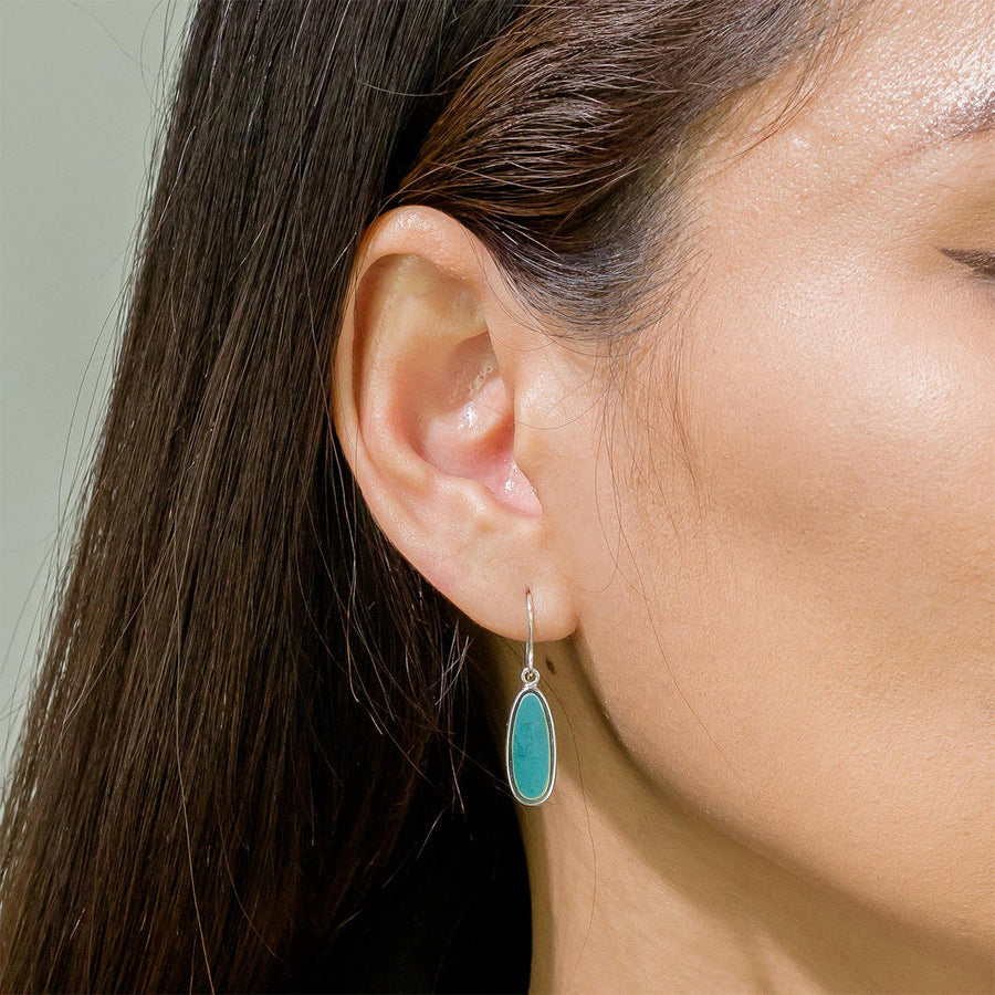 Boma Jewelry Earrings Turquoise Alina Teardrop Bezel Earrings with Stone