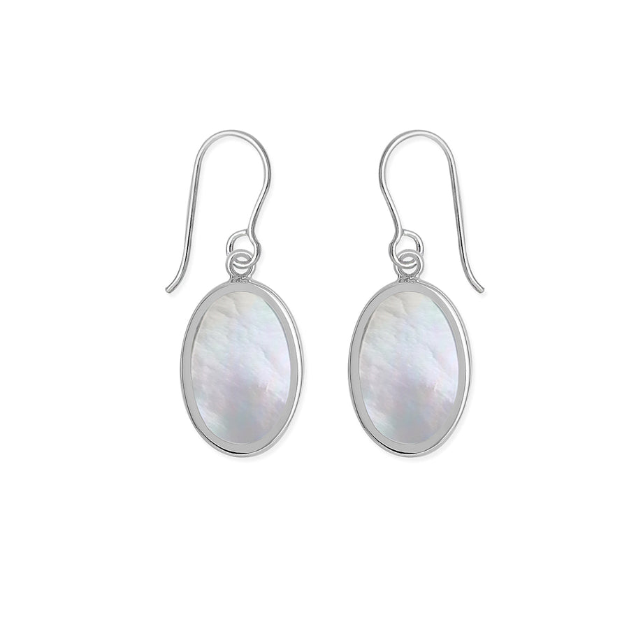 Boma Jewelry Earrings Mother of Pearl Alina Oval Bezel Earrings with Stone