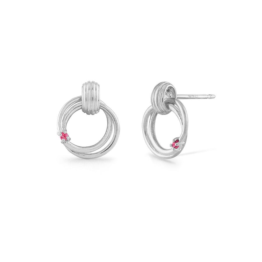 Circle Double Round Synthetic Ruby Studs (EAB 4445SRU)