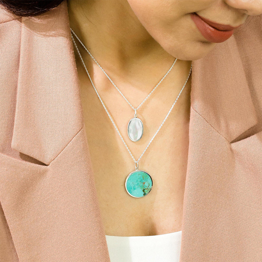 Boma Jewelry Necklaces Turquoise Alina Circle Bezel Pendant Necklace with Stone