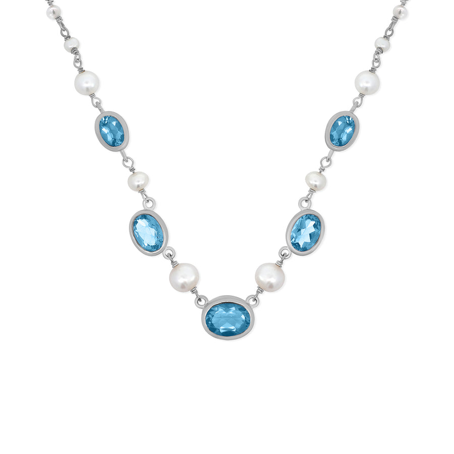 Oval Gemstone and Pearl Necklace (NF 371)