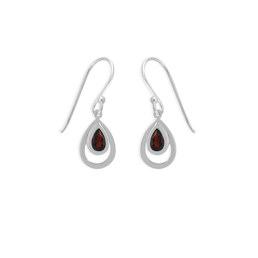 Pear Garnet Dangle Earrings (SV 347GA)