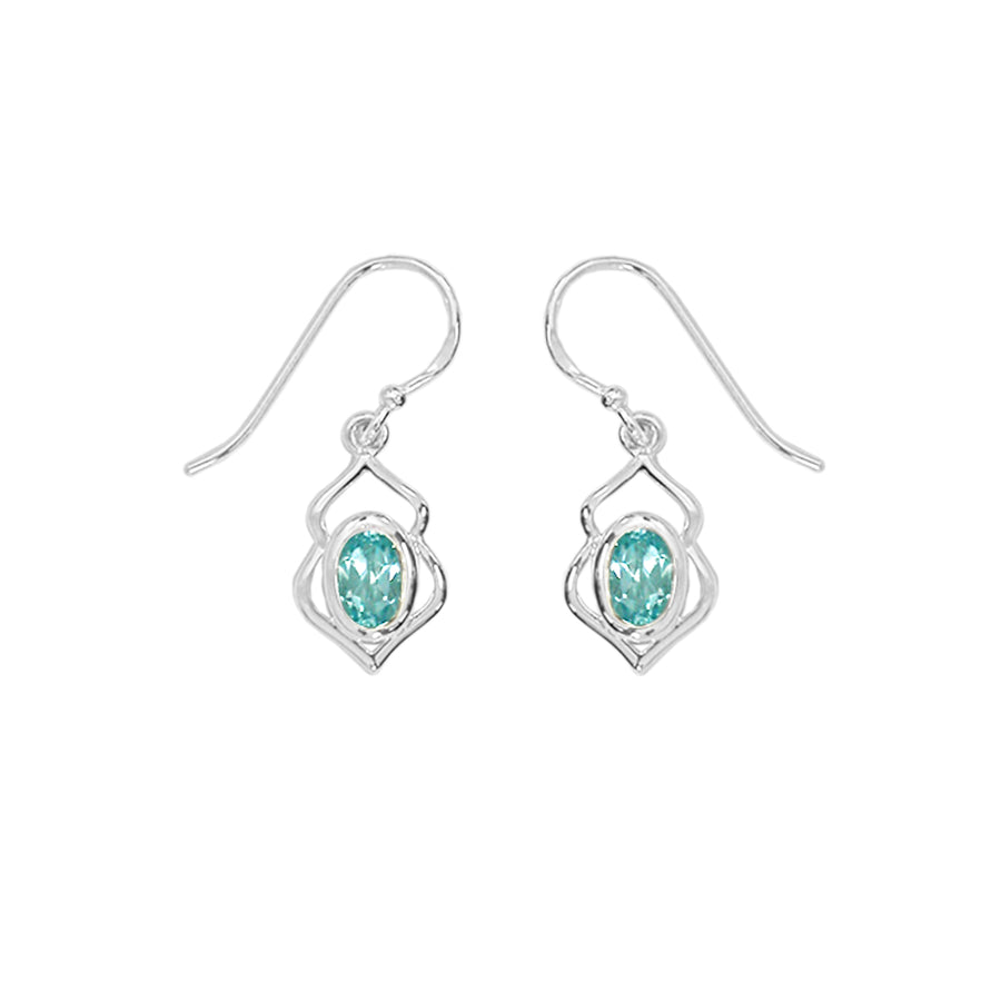 Oval Gemstone Dangle Earrings (SV 472)