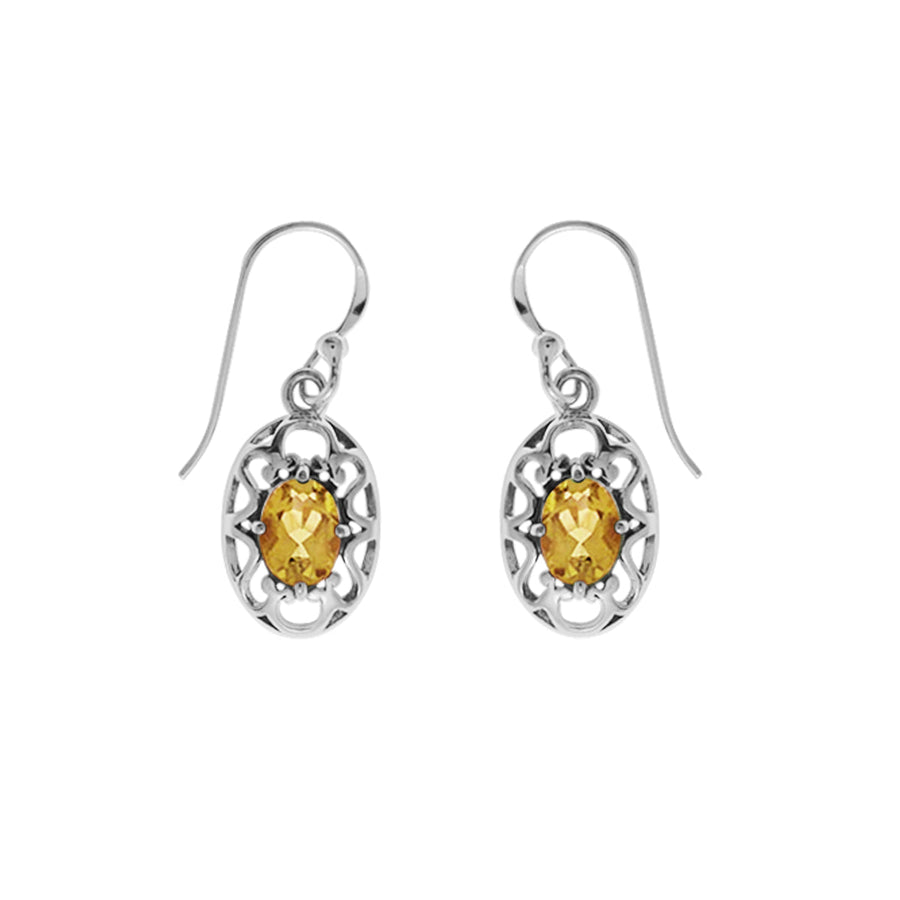 Oval Gemstone Dangle Earrings  (SV 489)