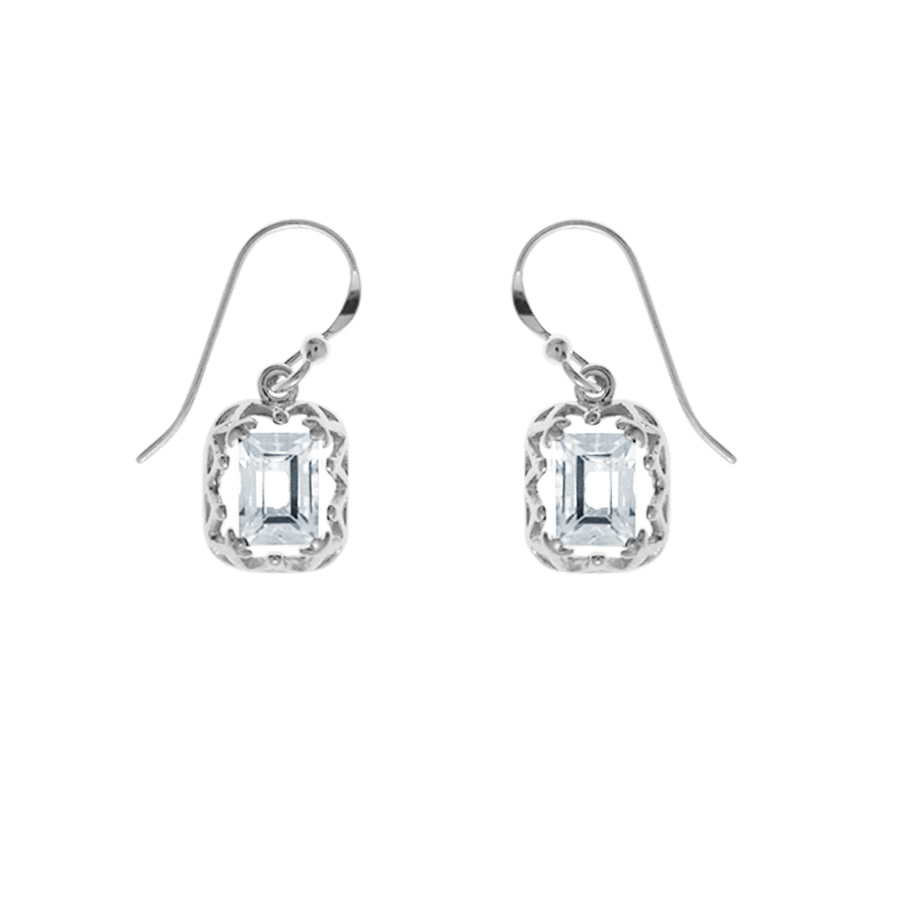 Rectangular Gemstone Dangle Earrings (SV 496)