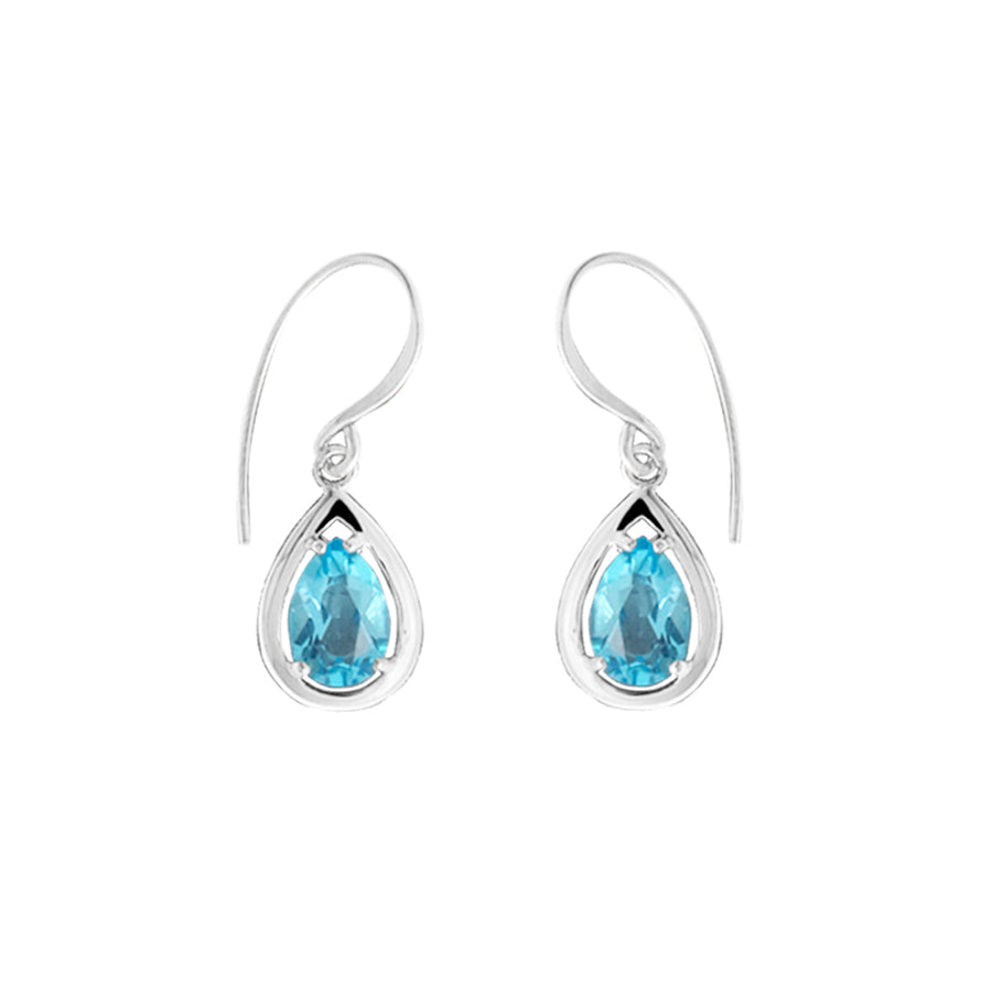 Pear Blue Topaz Dangle Earrings (SV 528)
