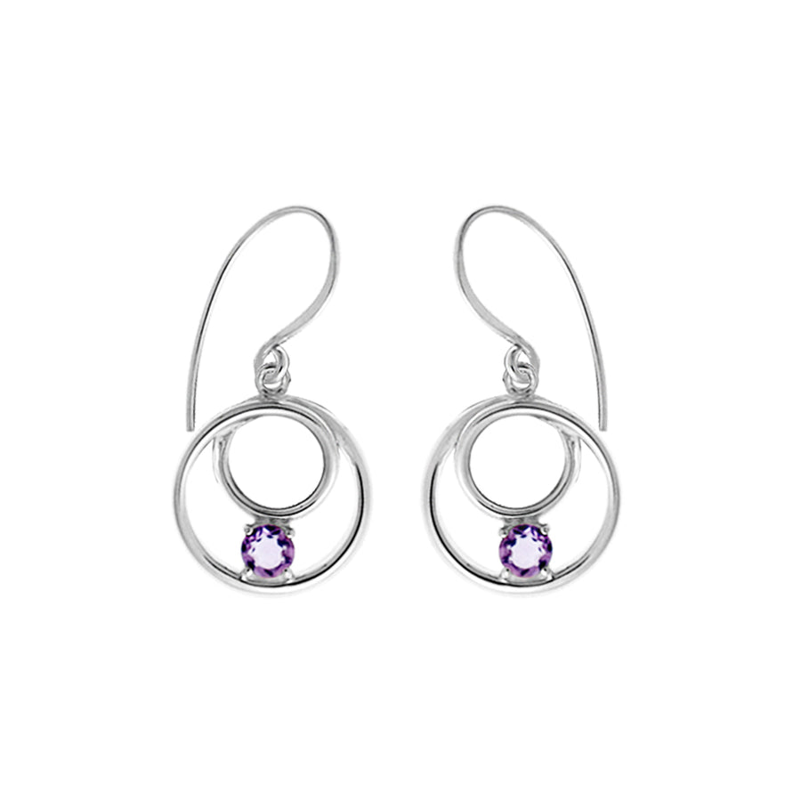 Round Gemstone Dangle Earrings (SV 529)