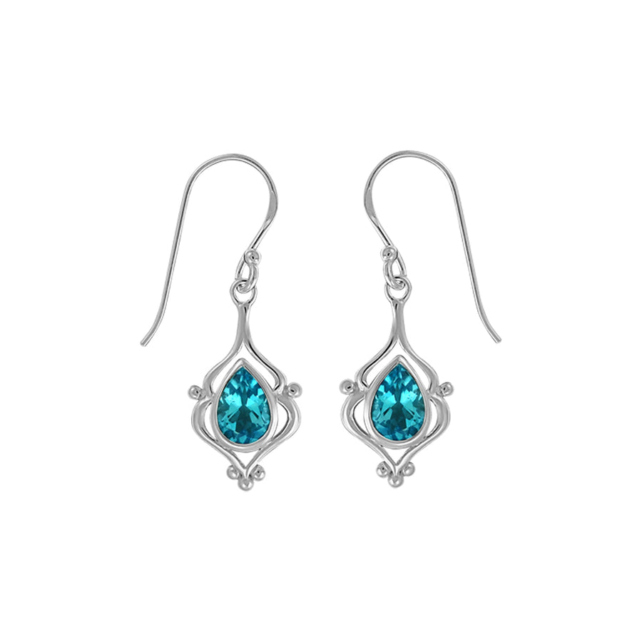 Pear Gemstone Dangle Earrings (SV 559)