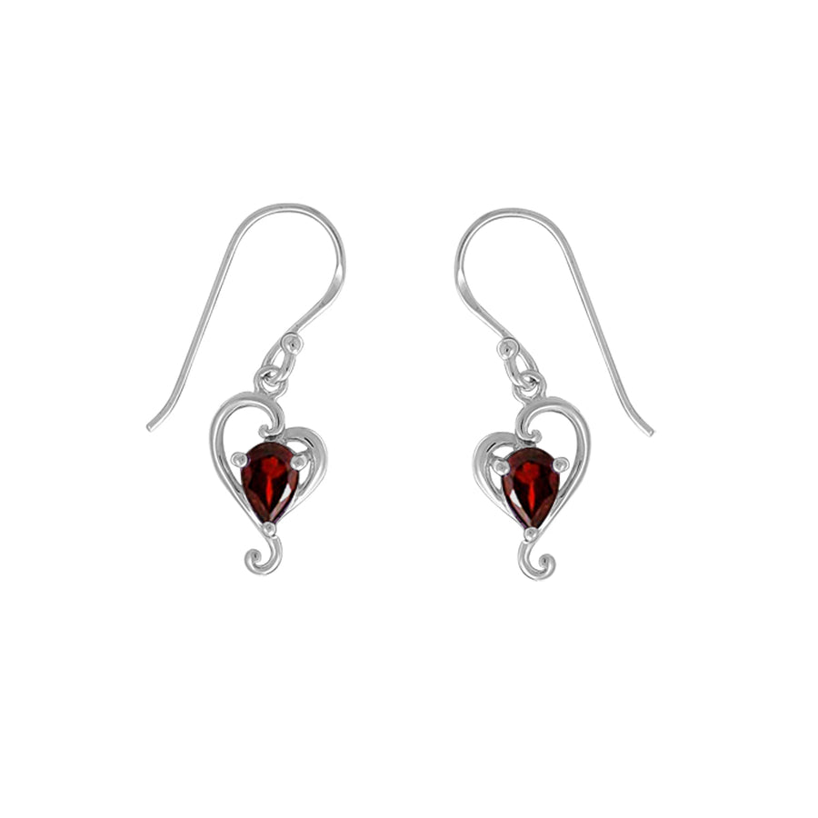 Heart Pear Gemstone Dangle Earrings (SV 560)