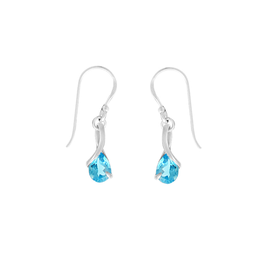 Pear Blue Topaz Dangle Earrings (SV 579B BT)