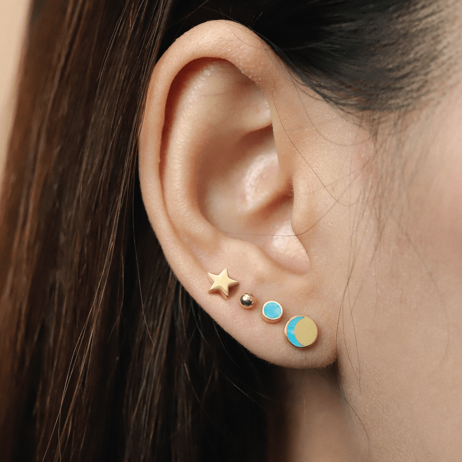 Belle Mini 14k Gold Studs with Stone (EAG 9064TQ)