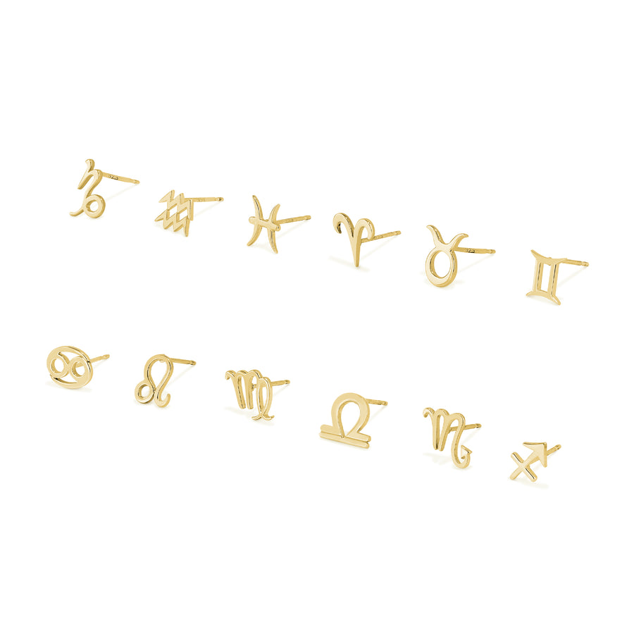 Zodiac Horoscope Studs with Gold